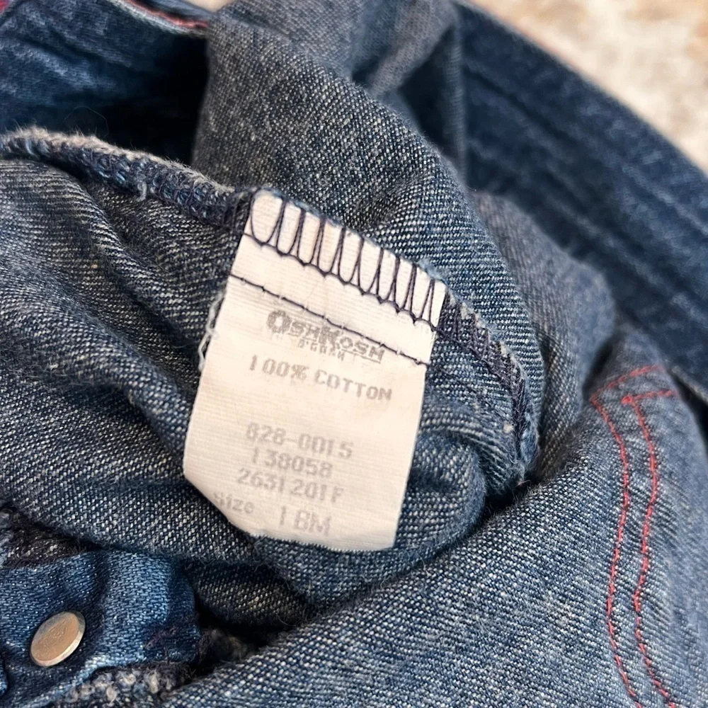 RARE Vintage OSHKOSH B'GOSH Denim Bubble Overalls 18 Month Girls USA Made